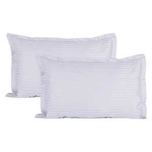 Home Elite Luxurious Sateen Striped Pillow Cover/Case Set (2 Pcs) 210 Thread Count - White