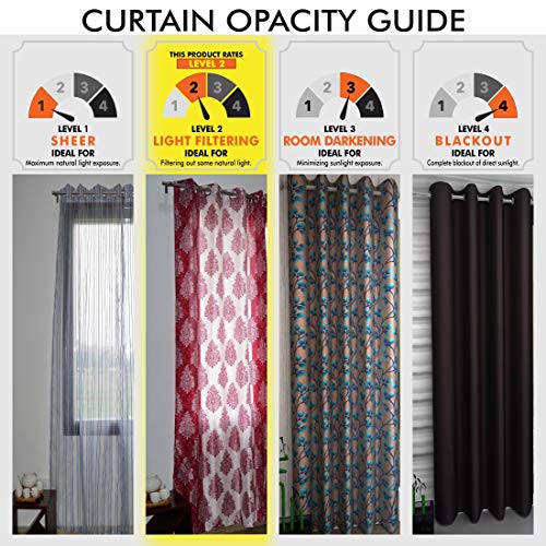 Home Sizzler Abstract Eyelet Polyester Long Door Curtain Set - 9ft, Set of 4, Brown