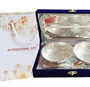 International-Gift-German-Silver-Brass-Solid-Round-Bowl-Set-With-Tray-And-Spoon-With-Blue-Velvet-Box-Pack-Used-for-Dry-Fruit-Sweets-And-Home-Decor-0