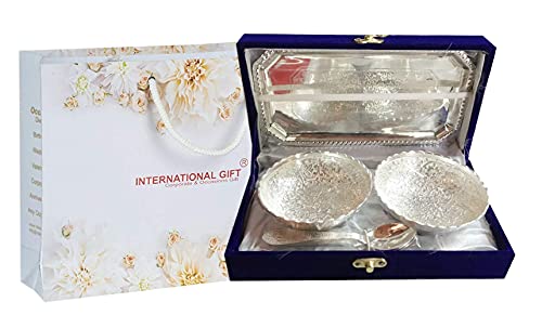 Buy SS Decoration™ German Silver Bowl Set with Valvet Box Complete Gift Set  on Wedding & Festivals Online at Low Prices in India - Amazon.in