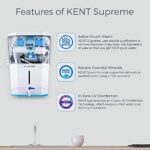 KENT Supreme RO+UF Water Purifier | Patented Mineral RO Technology | RO + UF + TDS Control + UV in Tank | 20 LPH Output…