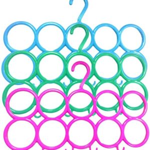 Kuber Industries 10-Circle Plastic 3 Pieces Ring Hanger for Scarf, Shawl, Tie, Belt, Closet Accessory Wardrobe Organizer…