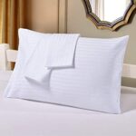 Kuber Industries Cotton Luxurious Satin Striped Pillow Cover|Ideal 17x27 Inch Size|Soft & Smooth Cotton|Pack of 4 (White…
