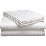Kuber Industries Cotton Double Bedsheet with 2 Pillow Covers, Satin Stripes (White, 228X254X1 CM), CTKTC013951