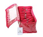 Kuber Industries Brocade Jewellery kit with 10 Pouch|Solid Print With Waterproof Outer Material|10 Pouches & Zipper…