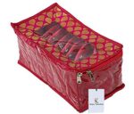 Kuber Industries Brocade Jewellery kit with 10 Pouch|Solid Print With Waterproof Outer Material|10 Pouches & Zipper…