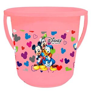 Kuber Industries Disney Team Mickey Print Multipurpose Plastic Bucket|Size 32 x 32 x 30 CM|Capicity 16 LTR (Pink…