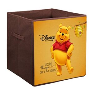 Kuber-Industries-Disney-Winnie-The-Pooh-Print-Non-Woven-Fabric-Square-Foldable-Large-Size-Storage-Cube-Toy-Books-Shoes-Storage-Box-with-Handle-Brown-0