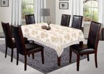 Kuber Industries Dining Table Cover 6 Seater|Table Cloth|Table Cover for Home, Restaurant| Floral Design (Cream)