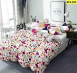 Kuber Industries Flower Design Glace Cotton 144 TC King Size Double Bedsheet with 2 Pillow Covers (White, Hs_37_Kubmart020131)