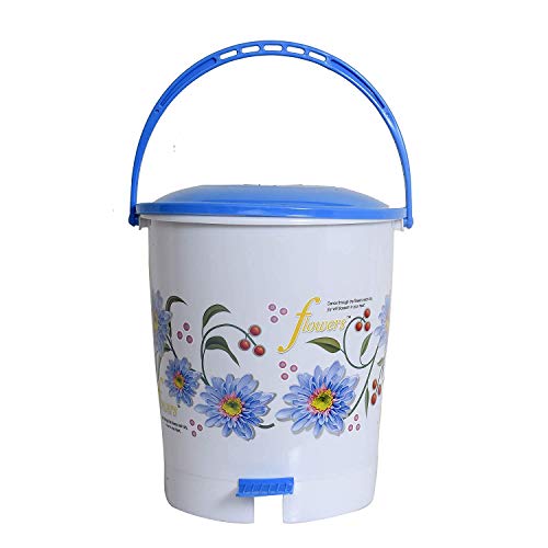 Kuber Industries Flower Print Plastic Step-On Plastic Dustbin for Home, Office, Factory with Lid, 10 Liters…