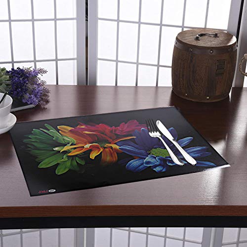Kuber Industries Flower Printed PVC Waterproof, Oil Proof, Easy to Clean Placemats Table Mats for Dining (Set of 4…