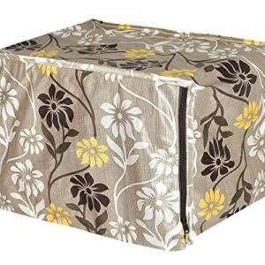 Kuber Industries Flower Printed Polyster Microwave Oven Cover, 20 LTR. (Brown)-HS43KUBMART25913, Standard