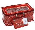 Kuber Industries Jewellery Kit with 10 Transparent Pouches (Pink)