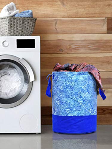 Fun Homes Laheriya Printed Waterproof Non-Woven Laundry Bag,Toy Storage,Laundry Basket Organizer 45 L (Blue)