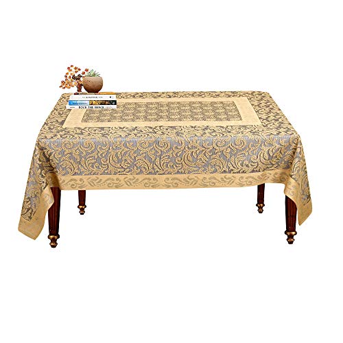 Kuber Industries Leaf Design Cotton Table Cover for Denter Table and 4 Seater Center Table(Gold)-KUBMART15502, Standard