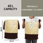 Kuber Industries Waterproof Canvas Laundry Bag/Hamper|Metalic Printed With Handles|Foldable Bin & 45 Liter Capicity|Size…