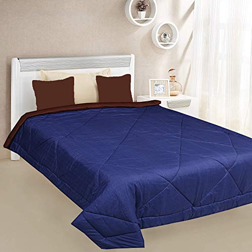 Kuber Industries Microfibre Printed Reversible Comforter, Double (Brown and Blue, 200 GSM) , CTKTC13974