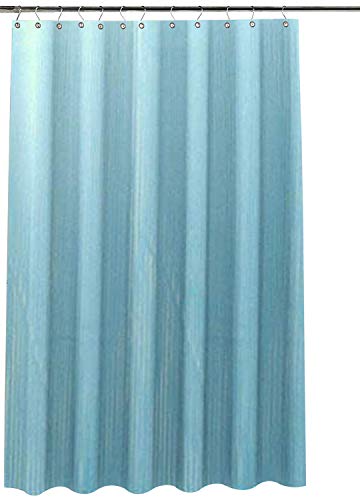 Kuber Industries Microfibre Shower Curtain with 8 Hooks, Standard, Sky Blue, Pack of 1