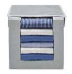 Kuber Industries cotton Foldable Shirt Stacker With Carrying Handle & Lid |Cloth Wardrobe Organizer|Size 38 x 26 x 24 CM…