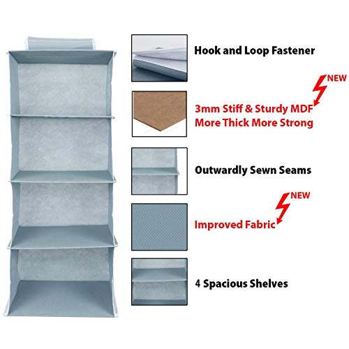 Kuber Industries 4 Shelf Closet/ Wardrobe Hanging Organizer|Shoes Storage Cupboard|Non Woven Fabric Foldable With…