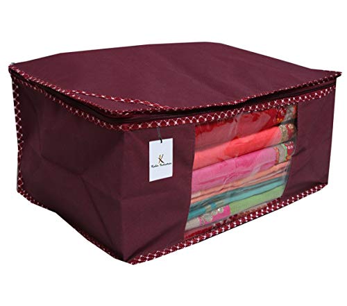 Kuber Industries Non Woven Saree Covers With Zip|Saree Covers For Storage|Saree Packing Covers For Wedding|Pack of 12…