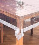 Kuber Industries Dining Table Cover 6 Seater|Table Cloth|Table Cover for Home, Restaurant|Silver