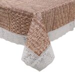 Kuber Industries Dining Table Cover 6 Seater|Water Proof Plastic Table Cover|Heat Resistant (Light Brown)