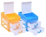 Kuber Industries Plastic 2 Pieces Three Layer Drawer Storage Cabinet Box (Blue & Yellow)-CTKTC13135