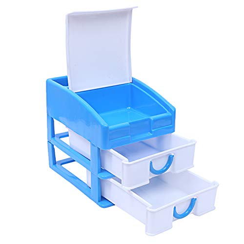 Kuber Industries Plastic 2 Pieces Three Layer Drawer Storage Cabinet Box (Blue & Yellow)-CTKTC13135