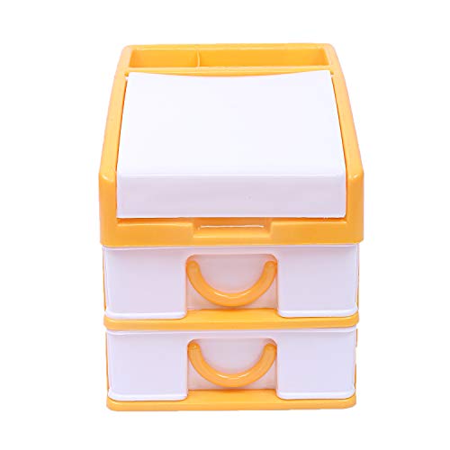 Kuber Industries Plastic 2 Pieces Three Layer Drawer Storage Cabinet Box (Blue & Yellow)-CTKTC13135