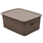 Kuber Industries Plastic 3 Pieces Big Size Multipurpose Solitaire Storage Basket with Lid (Multi)
