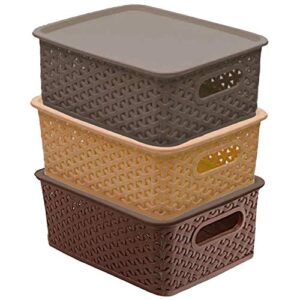 Kuber-Industries-Plastic-3-Pieces-Big-Size-Multipurpose-Solitaire-Storage-Basket-with-Lid-Multi-CTLTC010906-0