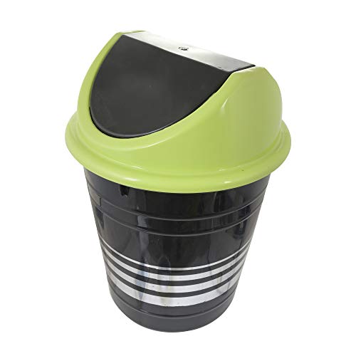 Kuber Industries Plastic 3 Pieces Medium Size Swing Dustbin/ Swing Garbage Bin/ Waste Bin, 10 Liters (Black & Green…