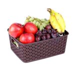 Kuber Industries Plastic 3 Pieces Big Size Multipurpose Solitaire Storage Basket with Lid (Multi)