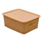 Kuber Industries Multipurpose Solitaire Storage Basket with Lid|Strong Plastic Material & Side Grip|Size Small 25 x 19 x…
