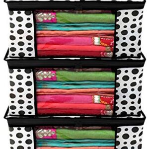 Kuber Industries Saree Covers With Zip|Saree Covers For Storage|Saree Packing Covers For Wedding|Pack of 3 (Black…