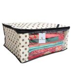 Kuber Industries Polka Dots Designer Saree Cover|Transparent Window & Zipper Closure|Regular Cloth Bag|Wardrobe…