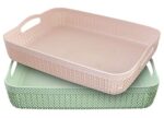 Kuber Industries Unbreakable Multipurpose Large Size Net Office Tray with Handle, Pack of 2 (Multi)
