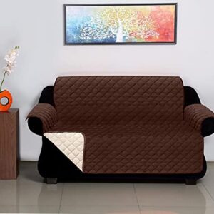 Kuber Industries Reversible Polyester Sofa Cover for Living Room, Brown & Ivory, standard