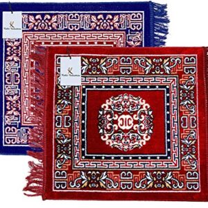 Kuber Industries Rug (Sky Blue & Maroon, Velvet, Standard)