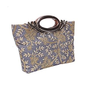 Kuber Industries Silk Clutch Ladies Handbag (Grey) -CTKTC8788