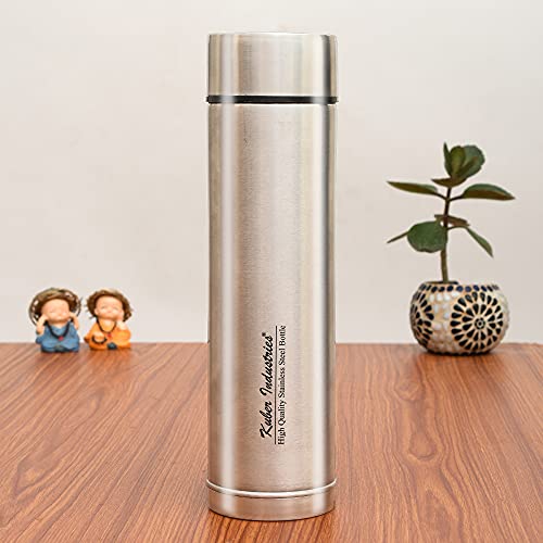 Kuber Industries Stainless Steel Water Bottle, 1000 ML (Silver)