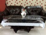 Kuber Industries Table Cloth|Center Table Cover|Round Table Cover|Table Cover 4 Seater|(White Lace)