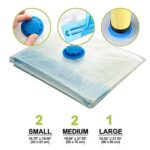Kurtzy Vacuum Bags for Clothes with Pump - (5 Pcs) Reusable Vacuum Storage Bags with Ziplock and Hand Pump,Space Saver…