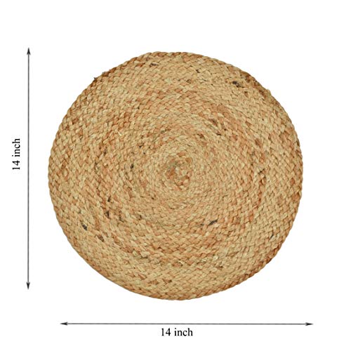 LaVichitra Braided Jute Placemats 35 Cm Round - Dining Table, Bed Side/Centre Table/Shelves -Natural/Beige - 2 Piece
