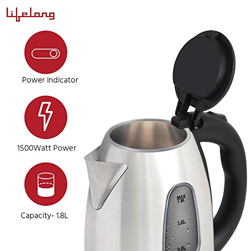 Lifelong LLEKBT01 Electric Kettle 1.5 Litre 1500W for Boiling Water, Soup with Leak proof 750 ML Stainless Steel Bottle…