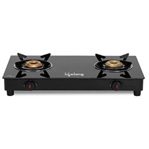 Lifelong LLGS912 Automatic Ignition 2 Burner Gas Stove with 6mm Toughened Glass Top, Automatic Ignition (Doorstep…