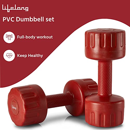Lifelong PVC Fixed Dumbbells Pack of 2 for Home Gym Equipment Fitness Barbell|Home Workout, Gym Dumbbells|Easy Grip…