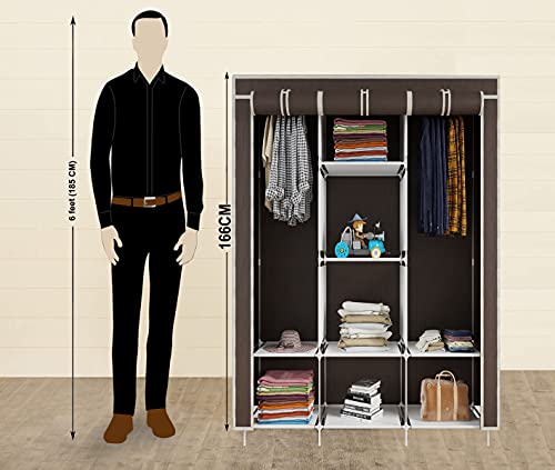 Maison & Cuisine 88130 Brown Without Pocket, 6+2 Fancy Layer Collapsible Wardrobe Portable Foldable for Clothes Racks…